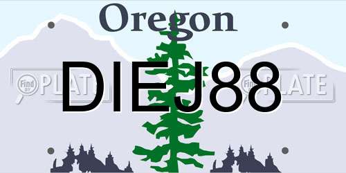 DIEJ88 Oregon License Plate
