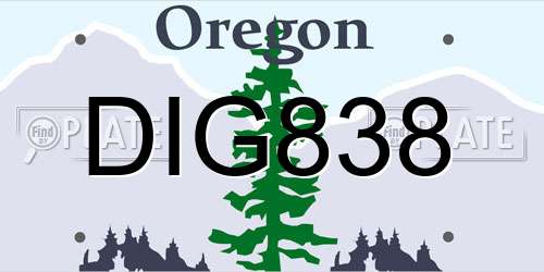 DIG838 Oregon License Plate