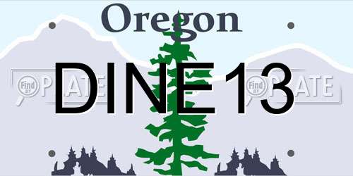 DINE13 Oregon License Plate