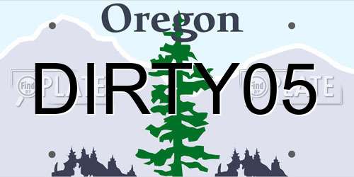 DIRTY05 Oregon License Plate