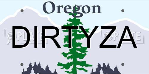 DIRTYZA Oregon License Plate