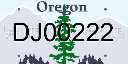 DJ00222 Oregon License Plate