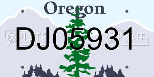 DJ05931 Oregon License Plate