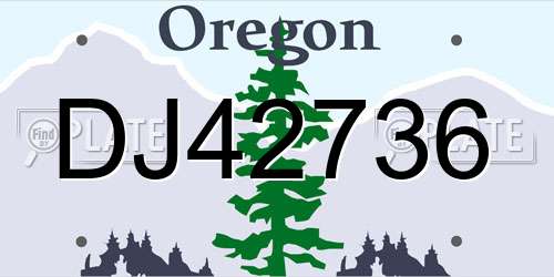 DJ42736 Oregon License Plate