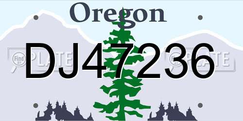 DJ47236 Oregon License Plate