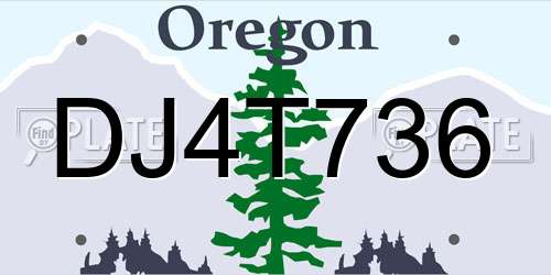 DJ4T736 Oregon License Plate