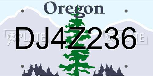 DJ4Z236 Oregon License Plate