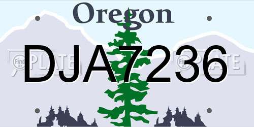 DJA7236 Oregon License Plate