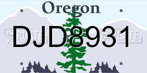 DJD8931 Oregon License Plate