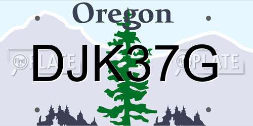 DJK37G Oregon License Plate