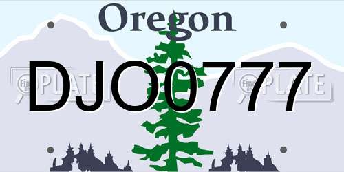DJO0777 Oregon License Plate