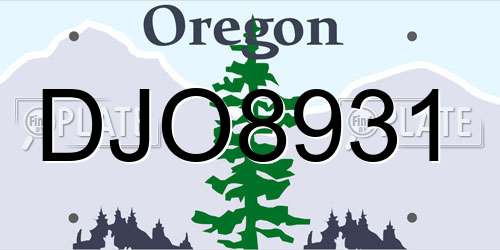 DJO8931 Oregon License Plate