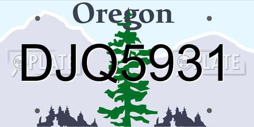 DJQ5931 Oregon License Plate