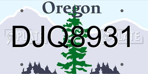 DJQ8931 Oregon License Plate
