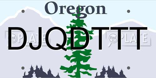 DJQDTTT Oregon License Plate