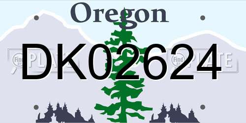 DK02624 Oregon License Plate