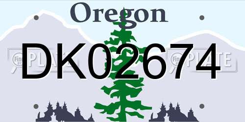 DK02674 Oregon License Plate