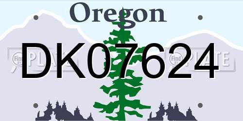 DK07624 Oregon License Plate