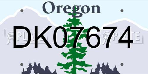 DK07674 Oregon License Plate