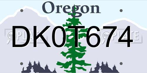 DK0T674 Oregon License Plate