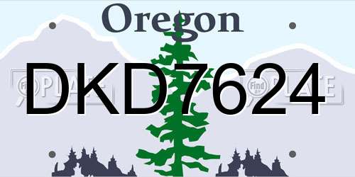 DKD7624 Oregon License Plate