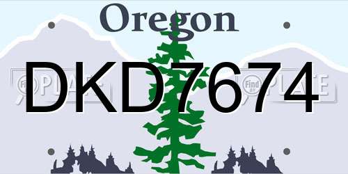 DKD7674 Oregon License Plate