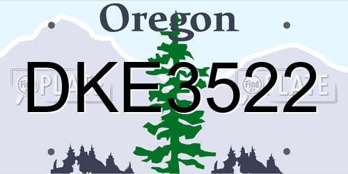 DKE3522 Oregon License Plate