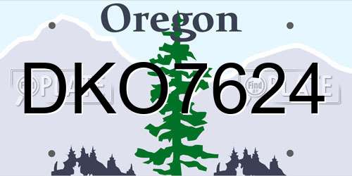 DKO7624 Oregon License Plate