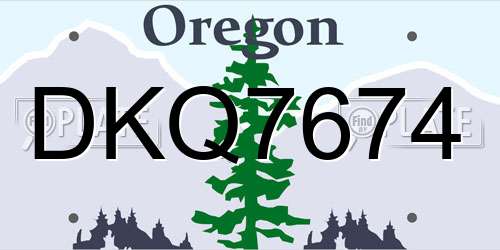 DKQ7674 Oregon License Plate