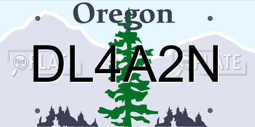 DL4A2N Oregon License Plate
