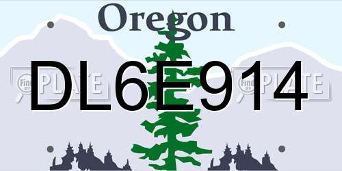 DL6E914 Oregon License Plate