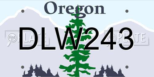 DLW243 Oregon License Plate