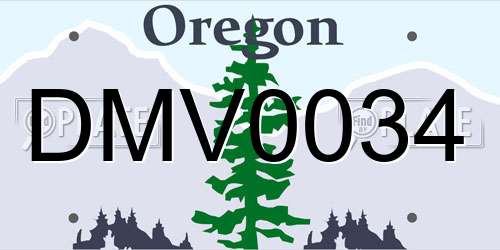 DMV0034 Oregon License Plate