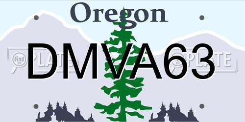 DMVA63 Oregon License Plate