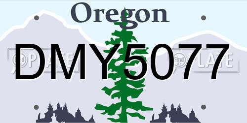 DMY5077 Oregon License Plate