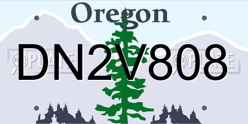 DN2V808 Oregon License Plate