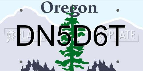 DN5D6T Oregon License Plate
