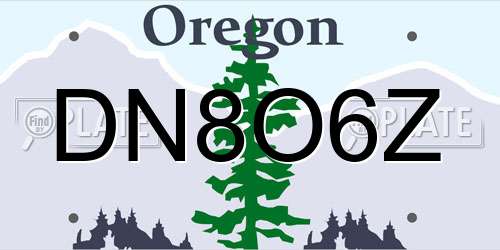 DN8O6Z Oregon License Plate