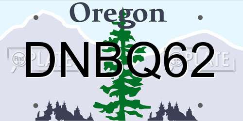 DNBQ62 Oregon License Plate