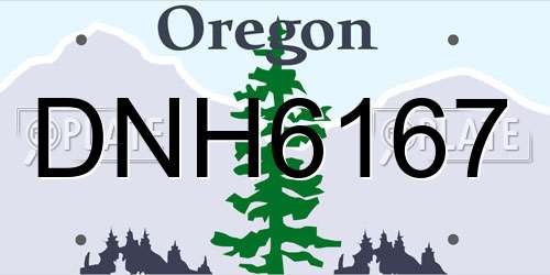 DNH6167 Oregon License Plate