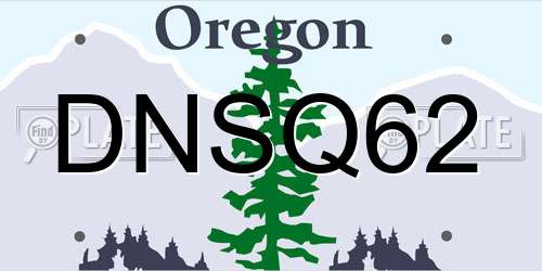 DNSQ62 Oregon License Plate