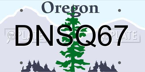 DNSQ67 Oregon License Plate