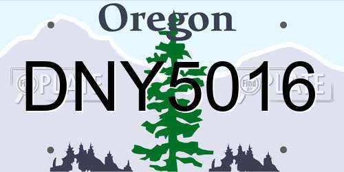 DNY5016 Oregon License Plate