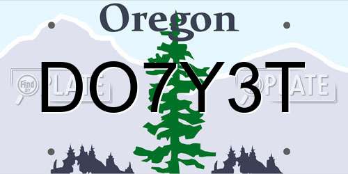 DO7Y3T Oregon License Plate