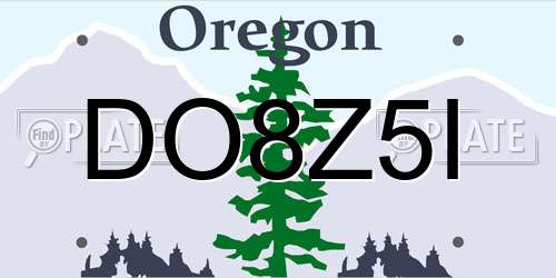 DO8Z5I Oregon License Plate