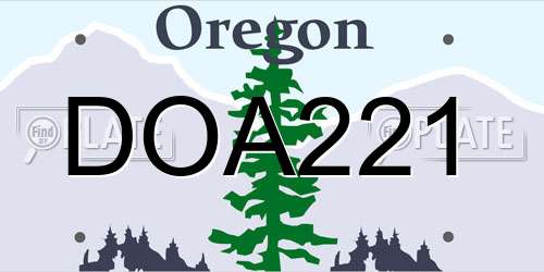DOA221 Oregon License Plate