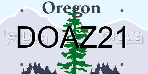 DOAZ21 Oregon License Plate