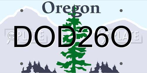DOD26O Oregon License Plate