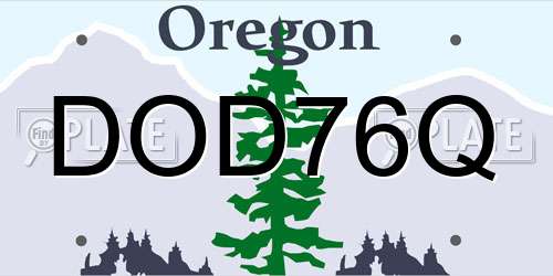 DOD76Q Oregon License Plate