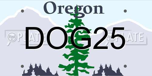 DOG25 Oregon License Plate